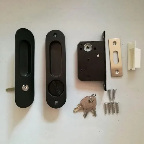 Vista 2 de Hardware de bloqueo de puerta de bolsillo de privacidad de 6.8 pulgadas, manija de bloqueo de puerta invisible con llaves, manija de puerta Negro