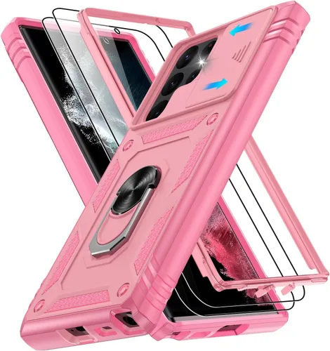 Vista 17 de Gritup Funda para Google Pixel 6 con cubierta deslizante para cámara y protector de pantalla (2 unidades), soporte de anillo giratorio 360°, funda