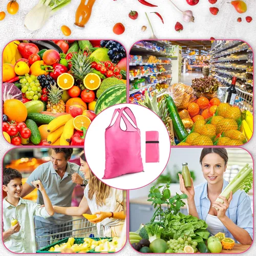 Vista 6 de Silkfly 24 bolsas de comestibles reutilizables plegables duraderas para reciclaje a granel con asas, bolsa de almacenamiento lavable