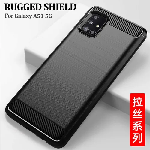Vista 8 de Funda para Samsung A51 5G con protector de pantalla HD - M MAIKEZI Slim TPU antideslizante (cepillado negro)