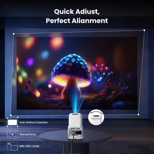 Vista 5 de Mini proyector con WiFi y Bluetooth, soporte 4K proyector de películas portátil para exteriores con sistema Android y aplicaciones integradas