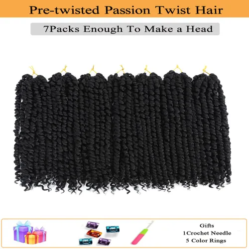 Vista 3 de Cabello Corto PassionTwist de 8 Pulgadas Cabello Pre-retorcido Passion Twists Cabello de Ganchillo Pre-enrollado Cabello Rizado de Ganchillo para 1b