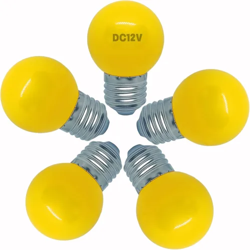 Vista 12 de Bombilla de luz CC de 12 V, bombillas LED de bajo voltaje, verde de 1 W G14 G45 Mini Globe E26, luces nocturnas de colores, equivalente a 10 W