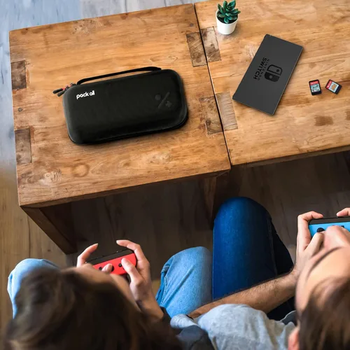 Vista 7 de pack all Carrying Case Compatible with Nintendo Switch and New OLED Model, Large Capacity Switch Travel Case, Portable Hard Game Case Travel Bag for