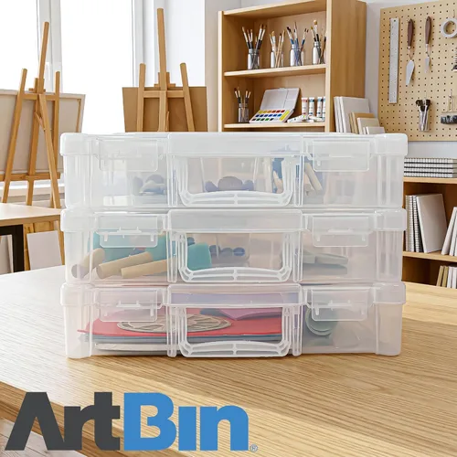 Vista 11 de ArtBin 6913ZZ Organizador portátil de arte y manualidades de 12 x 12 pulgadas con asa, paquete de 3, [3] cajas de almacenamiento de plástico