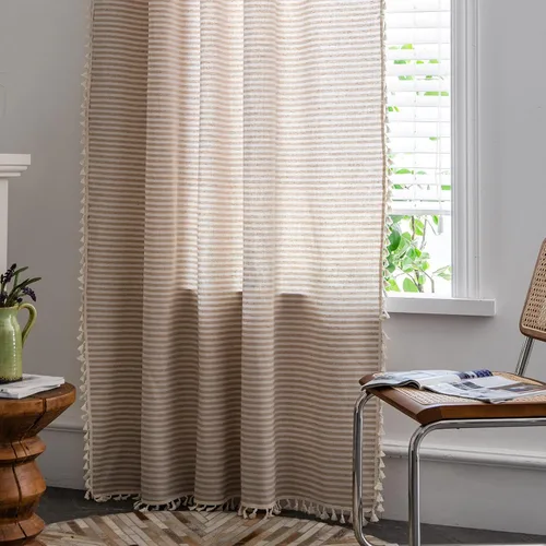 Vista 8 de ColorBird Juego de 2 cortinas de ventana con estampado semiopaco