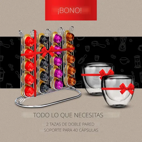 Vista 7 de ChefWave Máquina de café expreso y cafetera (negro) – Compatible con cápsulas Nespresso, programable, de un solo toque, bomba italiana de alta