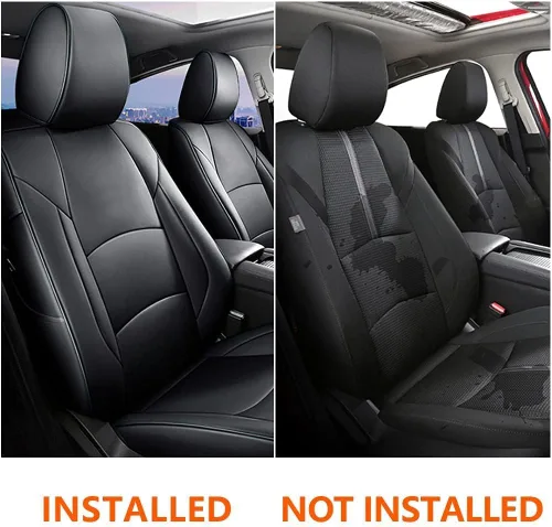 Vista 7 de Seat Covers for Mazda 3 2014 2015 2016 2017 2018 Custom Fit,Faux Leather Waterproof AirbagCompatible Car Seat Cover Full Set Black