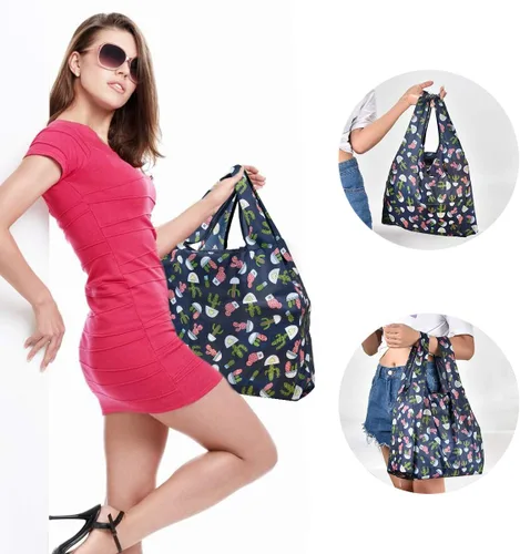 Vista 6 de inOne Bolsas de comestibles reutilizables Bolsas de compras plegables portátiles con bolsa