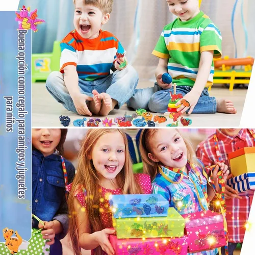 Vista 6 de Chalyna - Paquete de 24 anillos de dinosaurio, adornos para cupcakes