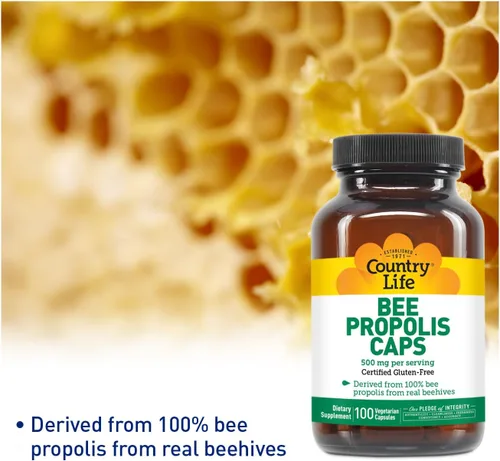 Vista 2 de Country Life - Cápsulas de propóleo de abeja pura, 500 mg - 100 cápsulas vegetarianas