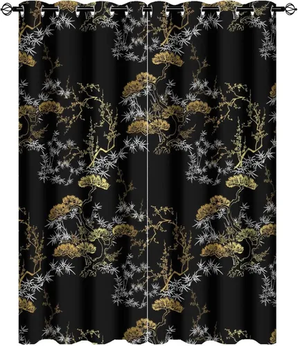 Vista 54 de Cortinas opacas de constelación para sala de estar, arte moderno abstracto, negro, galaxia, blanco, patrón de símbolo de constelación