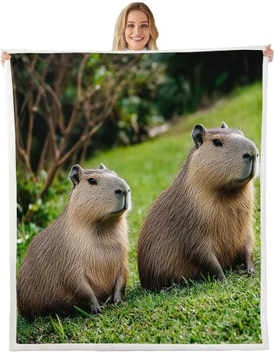 Vista 17 de Erosebridal Funny Capybaras Blanket Capybara Lover Gifts Cute Fleece Blanket for Kids Girls Boys, Capybara Decorations Blankets 40"x50", Kawaii