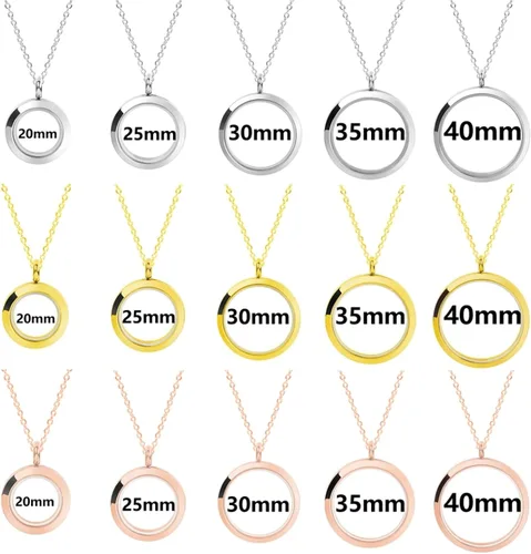 Vista 3 de Tamaño redondo Living Memory Photo Relicario Locket Colgante Flotante Cuadro Collares para Mujeres Regalo Joyería, L269-1.378 in