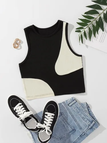 Vista 6 de Verdusa Camiseta sin mangas con cuello redondo y acanalado para mujer