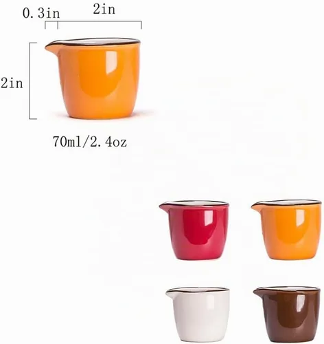 Vista 2 de CHOOLD Colorida mini crema de cerámica y jarra para servir, jarra de leche de café para cocina, 4 piezas (varios colores)