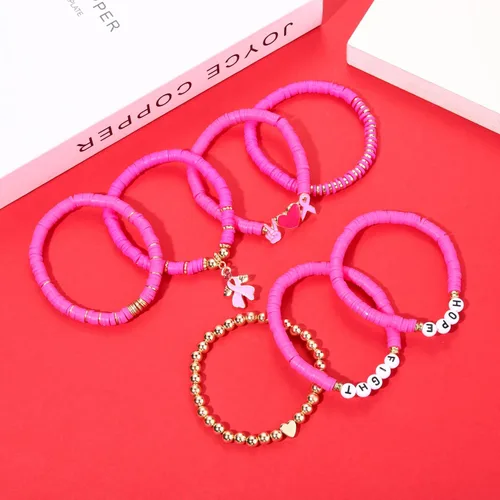 Vista 100 de Surfer Heishi - Pulseras apilables para mujer, apilables, de vinilo arcoíris, disco de arcilla, pulseras elásticas para la amistad, joyería bohemia