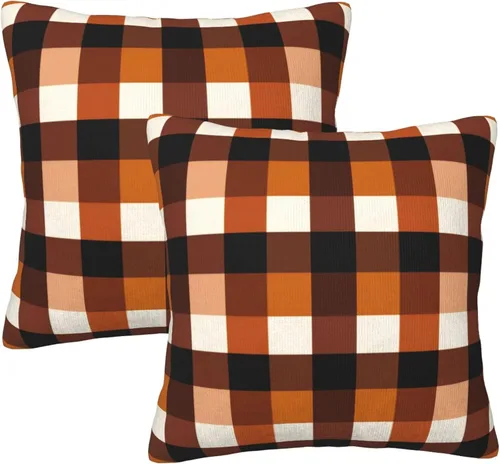 Vista 10 de Pack of 2 Short Plush Throw Pillow Covers 16 X 16 Inch, Retro Yellow Purple Stripes Couch Throw Pillow Covers Cozy Pillowcases, Couch Pillow Covers