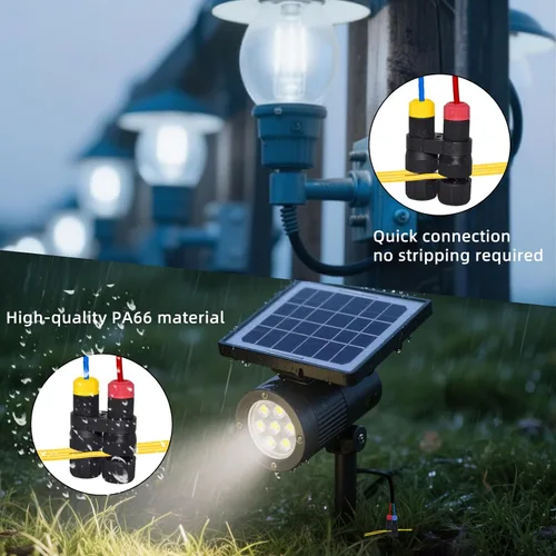 Vista 6 de 2 conectores de cable de bajo voltaje, conector de cable de alimentación para luz de paisaje al aire libre, calibre 12-18 para luces de camino