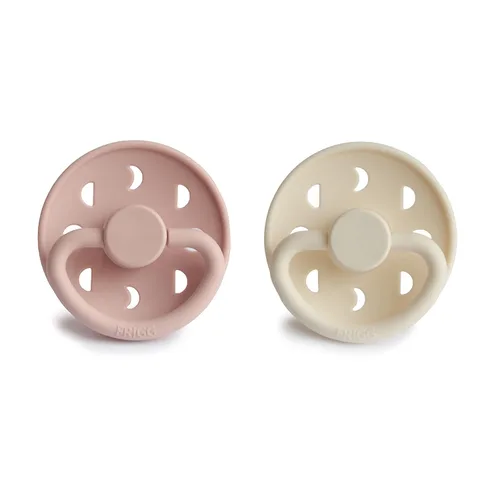 Vista 2 de FRIGG Moon SilkySoft - Chupete de silicona para bebé, fabricado en Dinamarca, sin BPA (rubor/crema, 6-18 meses)