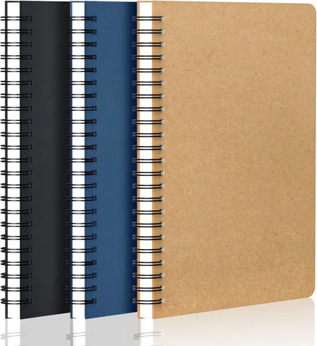 Vista 8 de EUSOAR Cuaderno de espiral con rayas universitarias, 3 paquetes A4 de 11 x 8-1/2 pulgadas, tapa dura, diario negro, 120 páginas/60 hojas de papel