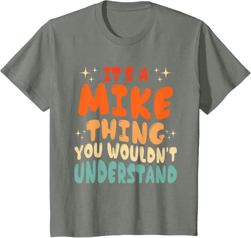 Vista 75 de Camiseta retro de los años 80 con texto en inglés "It's A Mike Thing You Wouldn't Understand", Negro