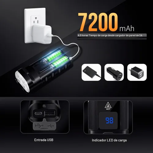 Vista 4 de Luz frontal para bicicleta, súper brillante, 1500 lúmenes, recargable por USB, con IP65 impermeable y 13 modos de iluminación, luz de bicicleta
