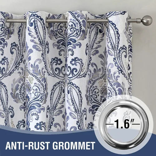 Vista 3 de H.VERSAILTEX - Cortinas florales para dormitorio de 63 pulgadas de largo, juego de 2 paneles, estilo de campo, cortinas semitransparentes para sala