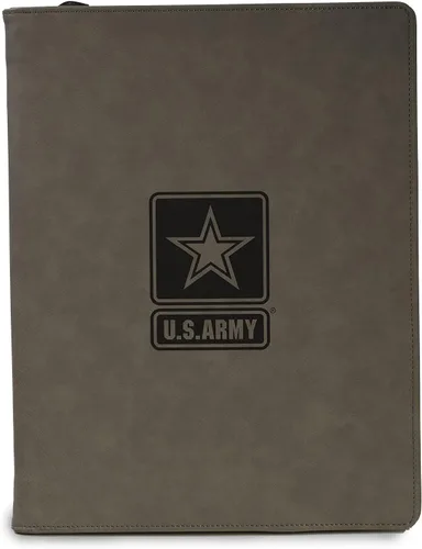 Vista 3 de Bey-Berk Portafolio de cuero sintético con cremallera con logotipo del ejército de los Estados Unidos (negro), organizador de cartera tamaño carta