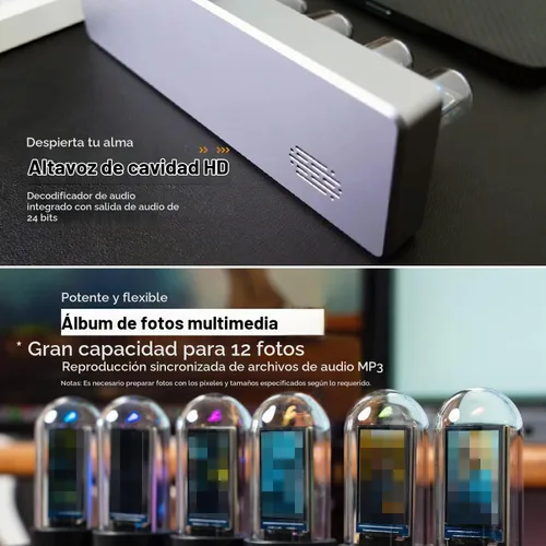 Vista 3 de Reloj de Tubo Nixie IPS de Adventurers, Simulación Creativa de Reloj de Tubo Nixie Electrónico de Bricolaje con Pantalla LCD IPS de 6 Bits, 12/24