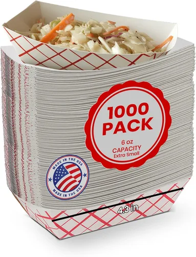 Vista 18 de MT Products Bandejas de papel desechables pequeñas de 1/2 lb – Paquete de 100 – Barcos de papel a cuadros resistentes a la grasa para aperitivos