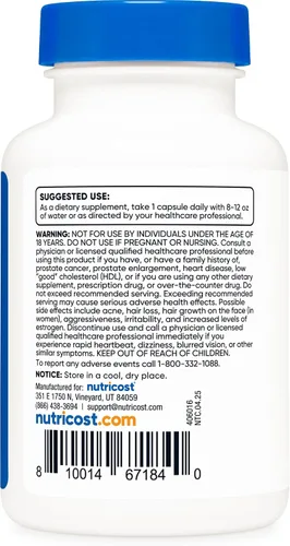 Vista 4 de Nutricost DHEA 50 mg, 120 cápsulas - Sin gluten, sin soya, sin OMG, suplemento
