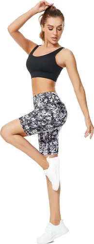 Vista 5 de Taydey Pantalones cortos deportivos de cintura alta para mujer yoga correr entrenamiento atléticos ciclismo senderismo deportes