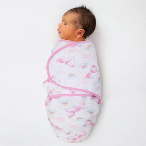 Vista 4 de The Peanutshell Juego de manta para bebé niña, arco iris y unicornio, paquete de 3 (S/M - 0-3 meses)