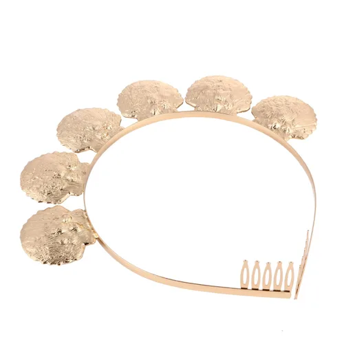 Vista 9 de minkissy Diadema de concha de perlas doradas, accesorio para el cabello para mujeres y niñas, vacaciones, boda, fiesta, cosplay, ligero y decorativo