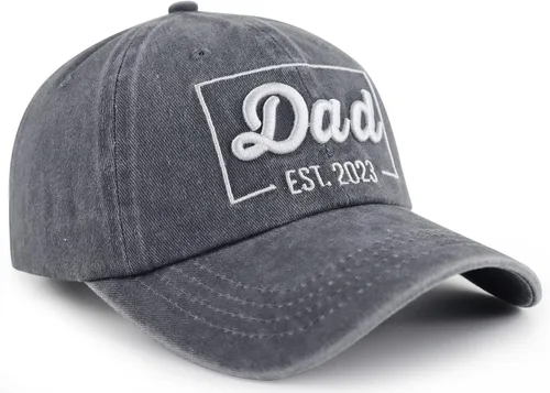 Vista 3 de SHANVANKE Funny Dad Est 2023 - Gorra de béisbol para hombre, ajustable de algodón lavado bordado en 3D