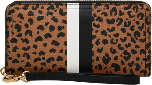 Vista 12 de Fossil Logan RFID - Cartera de piel con cierre de cremallera para mujer con correa de muñeca Negro