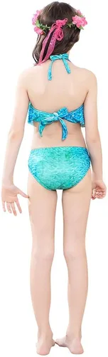 Vista 6 de 7pcs cola de sirena para niñas princesa traje de baño bikini natación gafas corona collar