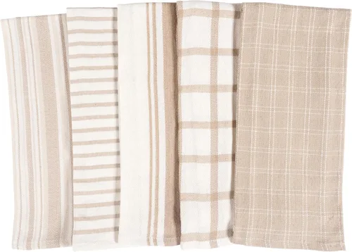 Vista 2 de KAF Home Juego de 10 toallas de cocina planas surtidas, 18 x 28 pulgadas (beige)