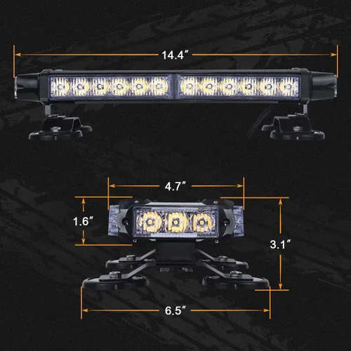 Vista 3 de LINKITOM Barra de Luz Estroboscópica LED para Techo - Doble Cara Ámbar 30 LED de Emergencia Peligro Advertencia de Seguridad Baliza Intermitente