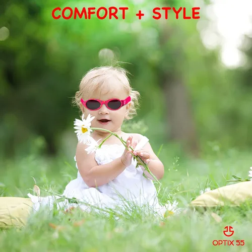 Vista 5 de Optix 55 Gafas de sol para bebé con correa Gafas de sol para bebés, niños y niñas de 0 a 12 meses edad 3, UV 400