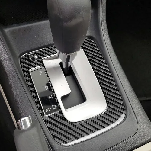 Vista 3 de Panel de cambio de marchas de fibra de carbono real para consola central, marco externo, accesorios para el interior del automóvil, adhesivo