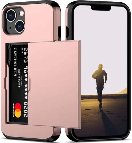Vista 34 de Nvollnoe Funda para iPhone 13 con tarjetero [almacena 5 tarjetas] Funda tipo cartera de doble capa resistente a prueba de golpes con ranura oculta