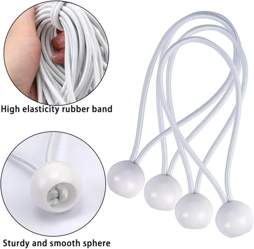 Vista 4 de AOPRIE Paquete de 30 bolas elásticas de 6 pulgadas de color blanco, resistentes a la intemperie, correas de amarre resistentes a la intemperie