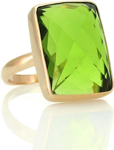 Vista 8 de Juego de bisel anillo rectangular de peridoto Joyería llena de oro Anillo de piedra natal de agosto para mujer