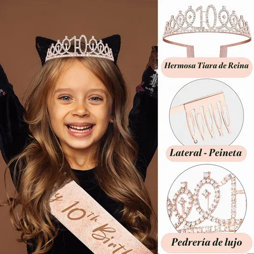 Vista 3 de Decoraciones de cumpleaños número 10 para niña, juego de velas con forma de corona 10º