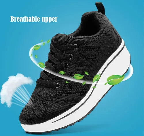 Vista 4 de DADAWEN - Tenis para caminar con plataforma para mujer, transpirables, ligeros, cómodos, informales, tallas 5 a 12 de EE. UU