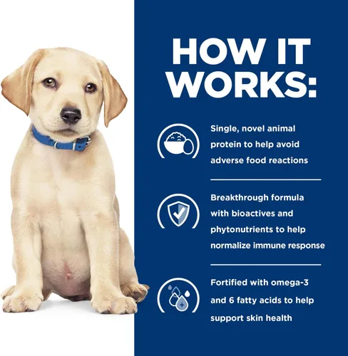 Vista 8 de Hill's Prescription Diet Derm Complete Puppy - Alimento seco para perros con sensibilidad ambiental/alimentaria, arroz y huevo, bolsa de 14.3 libras