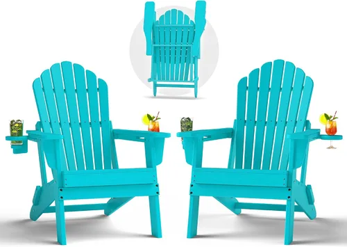 Vista 19 de Plawdlik Silla Adirondack plegable de gran tamaño mejorada 2026, silla para hoguera resistente de 380 libras con respaldo extra alto de 37.8