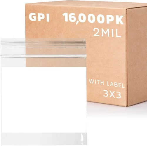 Vista 22 de GPI - Mini bolsas con cremallera de 1 x 1 pulgada, paquete de 100 bolsas de plástico transparente con cierre con cremallera con bloque blanco